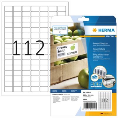 Herma Power-Etiketten Nr. 10916, 25,4 x 16,9 mm, selbstklebend, extrem stark haftend, Papier, matt, 2800 Stück