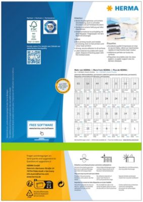 Herma Premium-Adressetiketten Nr. 4475, 105 x 41 mm, selbstklebend, permanenthaftend, bedruckbar, Papier, weiß, 1400 Stück auf 100 Blatt