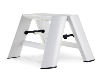 Hockerleiter Metaphys Lucano White, 1 Stufe, bis 100 kg, zusammenklappbar, B 155 x H 280 mm, Aluminium, weiss