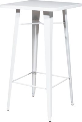 Hoher Outdoor-Tisch meet® by Paperflow URBAN, quadratisch, B 600 x H 1080 mm, Stahl verzinkt, weiß-weiß