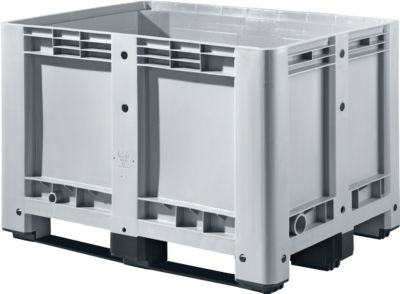 Industriebox, Euronorm, Volumen 470 l, bis 450 kg, stapelbar, mit 3 Kufen, geschlossen, L 1200 x B 800 x H 780 mm, Polyethylen, grau