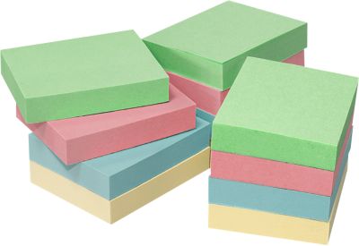 INFO Haftnotizen, Recyclingpapier, 50 x 40 mm, 12 x 100 Blatt, blanko, bunt