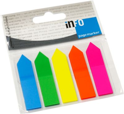 INFO Haftstreifen Page Marker, 12 mm x 50 mm, 5 x 25 Blatt, Pfeil