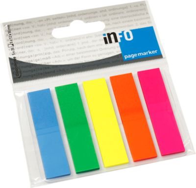 INFO Haftstreifen Page Marker, 12 mm x 50 mm, 5 x 25 Blatt, Rechteck