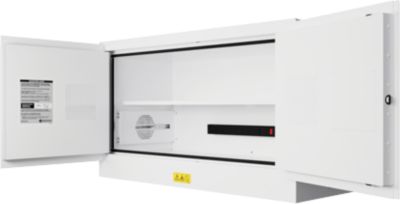 Justrite Akku-Ladeschrank, für Lithium-Ionen-Akkus, abschließbar, mit Belüftung, Stahl, B 1092 x T 457 x H 610 mm, grau