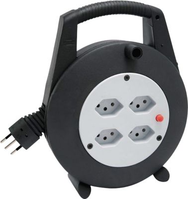 Kabelbox brennenstuhl® VL-X Vario-Line, 4-fach, mit Überhitzungsschutz, Tragegriff, Doppelfuss, IP20, Kabellänge 10 m, Kunststoff, grau-schwarz