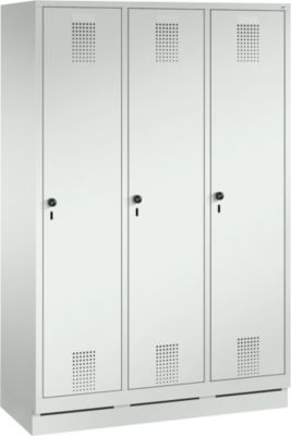 Kapstok Evolo S 3000, staal, met fitting, 3 compartimenten met allebei B 400 mm, Draaigrendel, lichtgrijs RAL 7035/lichtgrijs RAL 7035
