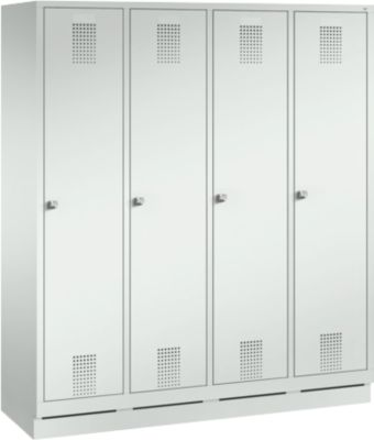Kapstok Evolo S 3000, staal, met fitting, 4 compartimenten allebei met B 400 mm, cilinderslot, lichtgrijs RAL 7035/lichtgrijs RAL 7035
