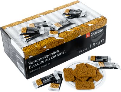Karamellgebäck, 300 Mürbekeksstücke, 6 x 50er Packs, 1,8 kg Inhalt 