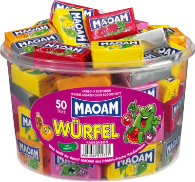 Kaubonbons Haribo Maoam, 1 Dose mit 50 Würfeln