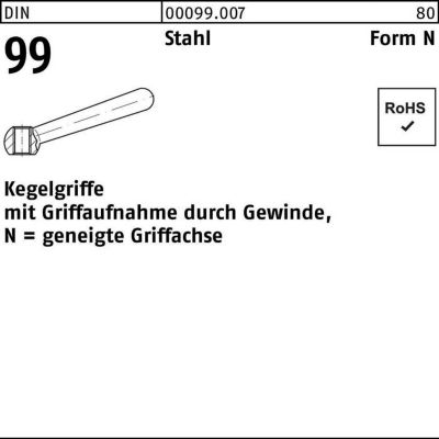 Kegelgriff DIN 99 N 50 M6, Stahl, geneigte Griffachse, Ø 50 mm, Gewindeaufnahme, 10 Stück