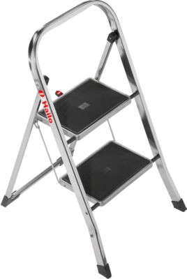 Klapptritt Hailo K70 StandardLine, 2 Stufen, Arbeitshöhe 2,47 m, Sicherheitsbügel & Klappsicherung, bis 150 kg, Aluminium, silber