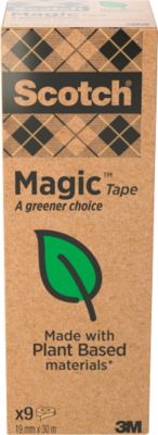 Klebeband Scotch® Magic™, universell, von Hand einreißbar, mit Scotch® Tischabrollern kompatibel, 66 % pflanzlicher Klebstoff, L 30 m x B 19 mm, 9 Rollen