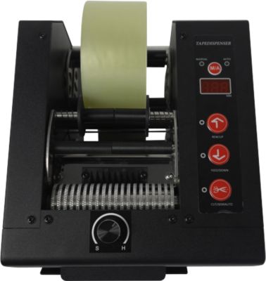 Klebebandabroller H700, automatisch, für Rollen mit Ø 300 x B 8-80 mm, 150 mm/s, Stahl, schwarz