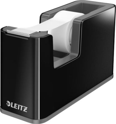 Klebefilmabroller Leitz WOW, ergonomisch, für Klebebandrollen mit B 19 mm x L 33 m, inkl. Klebeband, recycelbarer ABS-Kunststoff, schwarz/schwarz