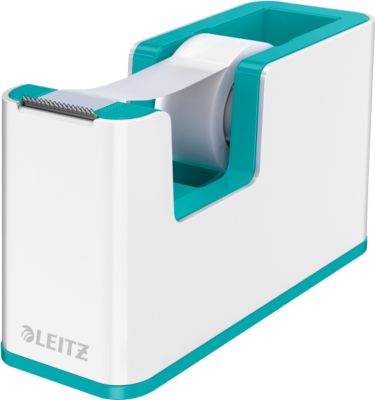Klebefilmabroller Leitz WOW, ergonomisch, für Klebebandrollen mit B 19 mm x L 33 m, inkl. Klebeband, recycelbarer ABS-Kunststoff, weiß/eisblau