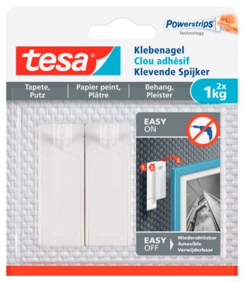 Klebenagel tesa®, für Tapete & Putz, Haftkraft bis 1 kg, ablösbar, 2 Stück