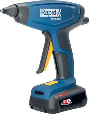 Klebepistole Rapid BGX500, LED-Anzeige, ergonomischer Griff,  inkl. 2 Klebesticks, ohne Akku