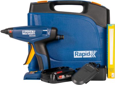 Klebepistole Rapid BGX500 Set, LED-Anzeige, ergonomischer Griff, inkl. Bosch Akku