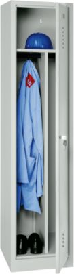 Kledinglocker, 1 deur, B 400 x H 1800 mm cilinderslot, lichtgrijs