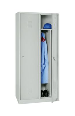 Kledinglocker, 2 deuren, B 800 x H 1800 mm cilinderslot, lichtgrijs