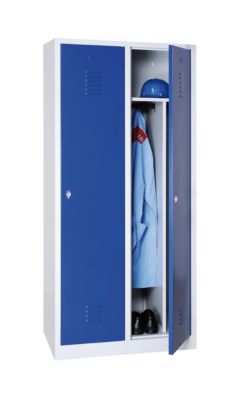 Kledinglocker, 2 deuren, B 800 x H 1800 mm draaigrendelslot, lichtgrijs/gentiaanblauw