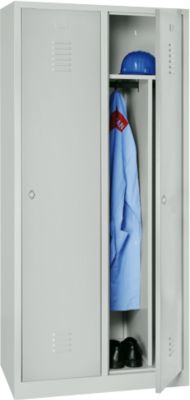 Kledinglocker, 2 deuren, B 800 x H 1800 mm draaigrendelslot, lichtgrijs