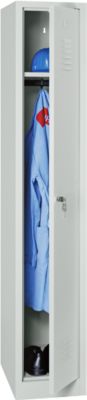 Kledinglocker, B 300 x H 1800 mm lichtgrijs (RAL 7035) cilinderslot