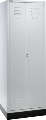 Kledinglocker - B 630 x D 500 x H 1800 mm - 2 draaideuren - met draaigrendelslot - lichtgrijs/lichtgrijs - ons merk Schäfer Shop Select