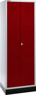 Kledinglocker - B 630 x D 500 x H 1800 mm - 2 draaideuren - met draaigrendelslot - lichtgrijs/robijnrood - ons merk Schäfer Shop Select