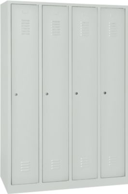 Kledinglocker - stalen - B 1170 x H 1800 mm - 4 deuren - cilinderslot - lichtgrijs