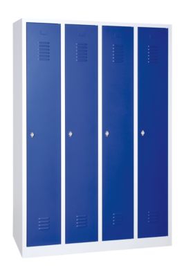 Kledinglocker - stalen - B 1170 x H 1800 mm - 4 deuren - draaislot- lichtgrijs en gentiaanblauw