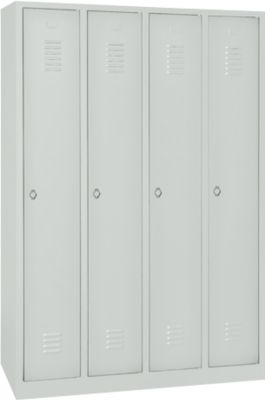Kledinglocker - stalen - B 1170 x H 1800 mm - 4 deuren - draaislot- lichtgrijs
