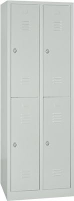 Kledinglocker, twee rijen, 2 x 2 compartimenten, draaigrendelslot, lichtgrijs/lichtgrijs