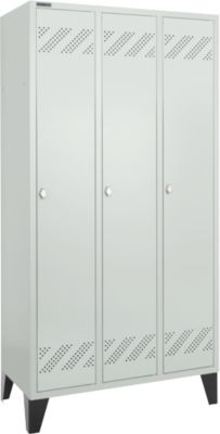 Kleiderspind, 3 Abteile, Drehriegelverschluss, lichtgrau/lichtgrau