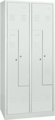 Kleiderspind, 4 Abteile, mit Sockel, B 800 x H 1800 mm, Drehriegelverschluss, lichtgrau/lichtgrau