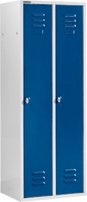 Kleiderspind, mit 2 Abteilen, Drehverschluss, Tür enzianblau