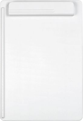 Klemmbrett MAUL MAULgo Recycling, A4, Klemmweite 8 mm, mit Papieranschlag links & Cliphalter für Schreibgeräte, 90 % Recycling-Kunststoff, weiß
