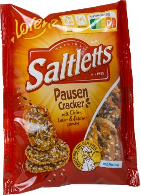 Knabbergebäck Lorenz Saltletts Pausen-Cracker, Laugengebäck, 20 Tüten mit jeweils 40 g, in Spenderkarton