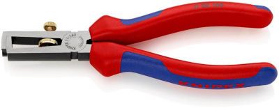 KNIPEX Abisolierzange, L 160 mm, polierter Kopf, Mehrkomponentenhüllen, Öffnungsfeder, Spezial-Werkzeugstahl