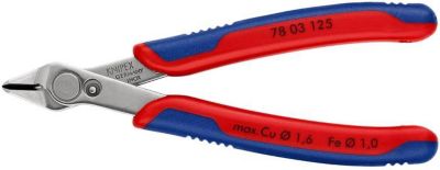 KNIPEX Elektronikseitenschneider Super-Knips INOX, L 125 mm, ohne Facette, polierter Kopf, induktiv gehärtet