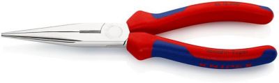 KNIPEX Flachrundzange 200mm, verchromt, Storchenschnabelzange, Mehrkomponenten-Griff, DIN ISO 5745