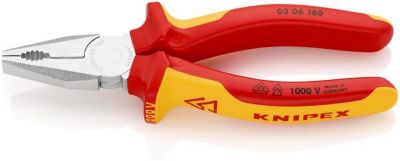 KNIPEX Kombizange, L 160 mm, VDE bis 1000V, verchromt, Griff Mehrkomponenten-Hüllen