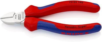 KNIPEX Seitenschneider, L 140 mm, Kopf verchromt, Vanadin-Elektrostahl, Mehrkomponenten-Hüllen, DIN ISO 5749