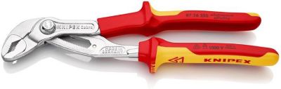 KNIPEX Wasserpumpenzange Cobra, L 250 mm, Spannweite 46 mm, VDE, verchromt, Mehrkomponenten-Hülle