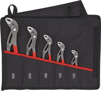 KNIPEX Zangensatz Cobra-Set, 5-teilig, Chrom-Vanadium-Stahl, Schnellverstellung, in Rolltasche