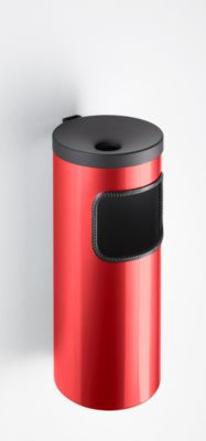 Kombi-Ascher, Abfall-Volumen von 5,6 l, flammenhemmend, Kippvorrichtung, inkl. Montagematerial, Ø 180 x H 400 mm, Metall, rot