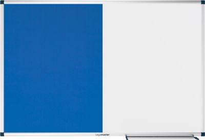 Kombiboard Legamaster UNITE, Pinboard & Whiteboard, B 900 x T 12,6 x H 600 mm, Markerablage, lackierter Stahl & Filz, weiß & blau