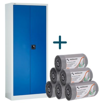 Komplettangebot Schäfer Shop Pure Materialschrank, abschließbar, 4 Böden, B 800 x T 400 x H 1935 mm + gratis 300 x Deiss FIRST PLUS Müllbeutel, 80 l