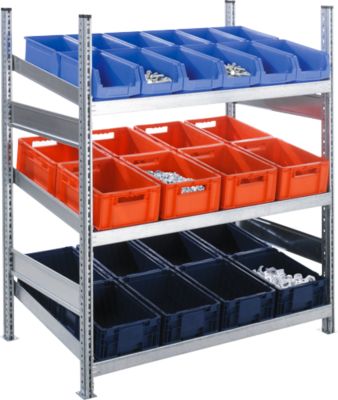Komplettregal MBR 3000, Anbaufeld, 3 schräge Fachebene, 1536 x 400 x 1292 mm